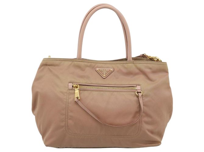Borsa a Mano PRADA Nylon 2way Pink Gold Auth 194330 Rosa D'oro - vista 13