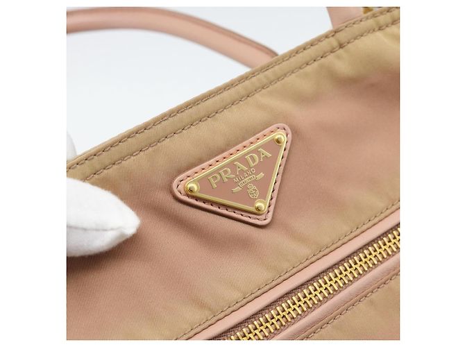 Borsa a Mano PRADA Nylon 2way Pink Gold Auth 194330 Rosa D'oro - vista 18