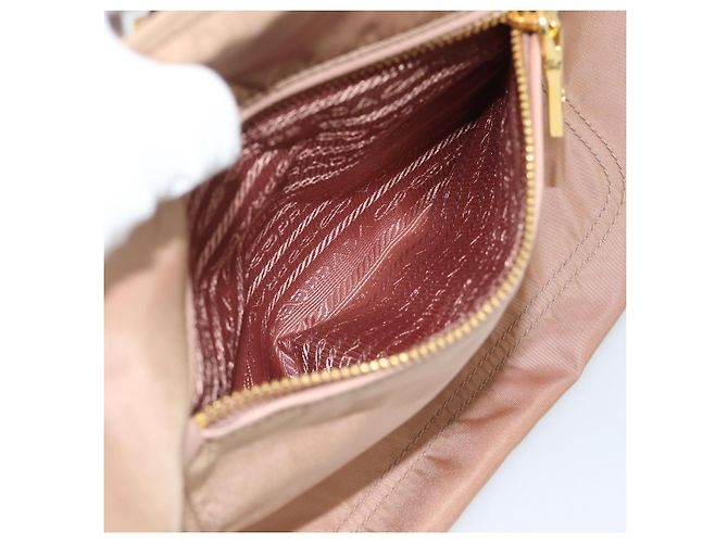 Borsa a Mano PRADA Nylon 2way Pink Gold Auth 194330 Rosa D'oro - vista 28
