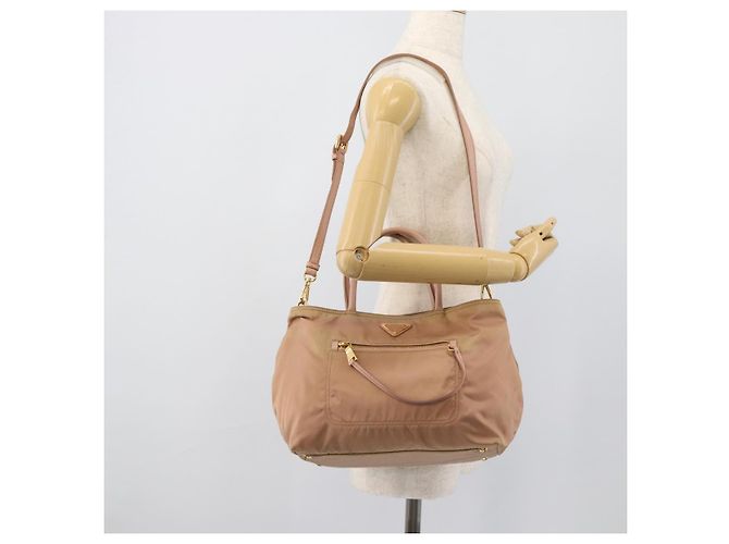 Borsa a Mano PRADA Nylon 2way Pink Gold Auth 194330 Rosa D'oro - vista 29