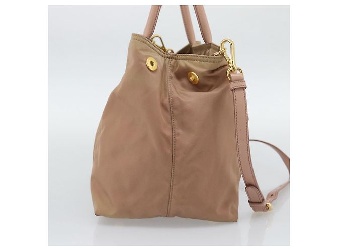 Borsa a Mano PRADA Nylon 2way Pink Gold Auth 194330 Rosa D'oro - vista 3