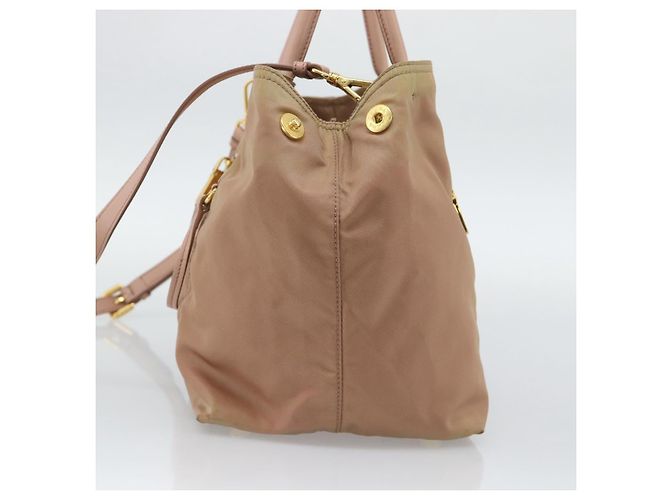 Borsa a Mano PRADA Nylon 2way Pink Gold Auth 194330 Rosa D'oro - vista 4