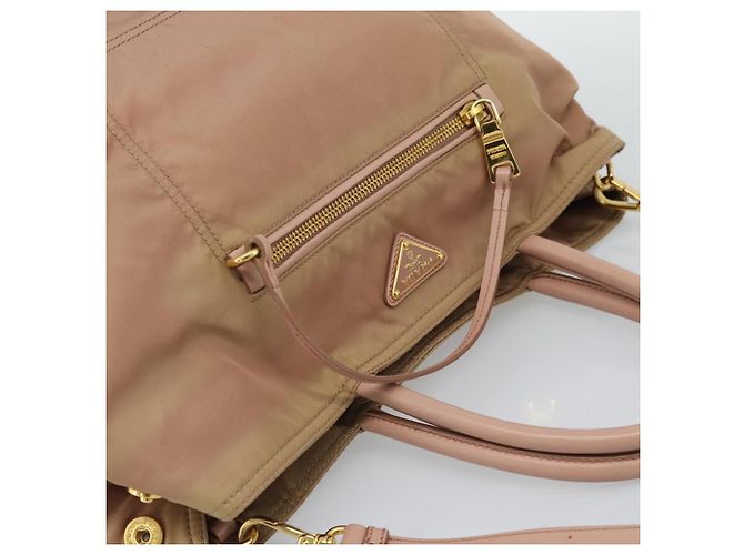 Borsa a Mano PRADA Nylon 2way Pink Gold Auth 194330 Rosa D'oro - vista 6
