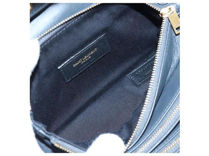 SAINT LAURENT Borsa a tracolla con catena Cassandra Angie in pelle Navy Gold Auth 193424M D'oro Blu navy - vista 10