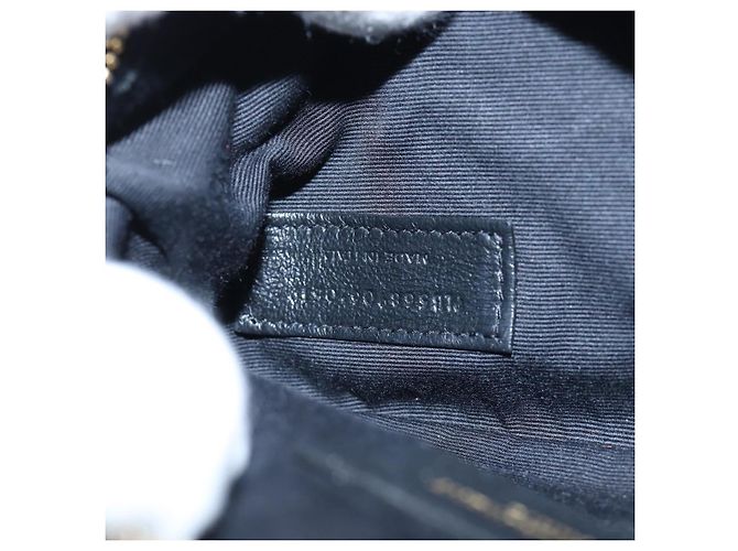 SAINT LAURENT Borsa a tracolla con catena Cassandra Angie in pelle Navy Gold Auth 193424M D'oro Blu navy - vista 11