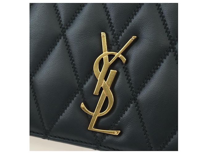 SAINT LAURENT Borsa a tracolla con catena Cassandra Angie in pelle Navy Gold Auth 193424M D'oro Blu navy - vista 18