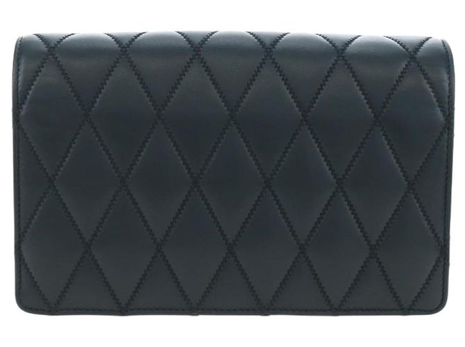 SAINT LAURENT Borsa a tracolla con catena Cassandra Angie in pelle Navy Gold Auth 193424M D'oro Blu navy - vista 2