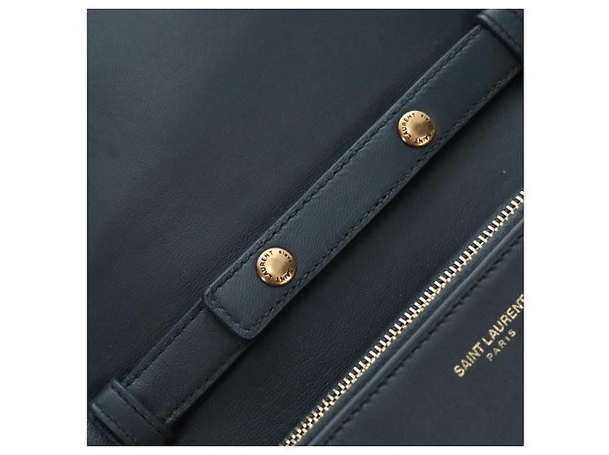 SAINT LAURENT Borsa a tracolla con catena Cassandra Angie in pelle Navy Gold Auth 193424M D'oro Blu navy - vista 21
