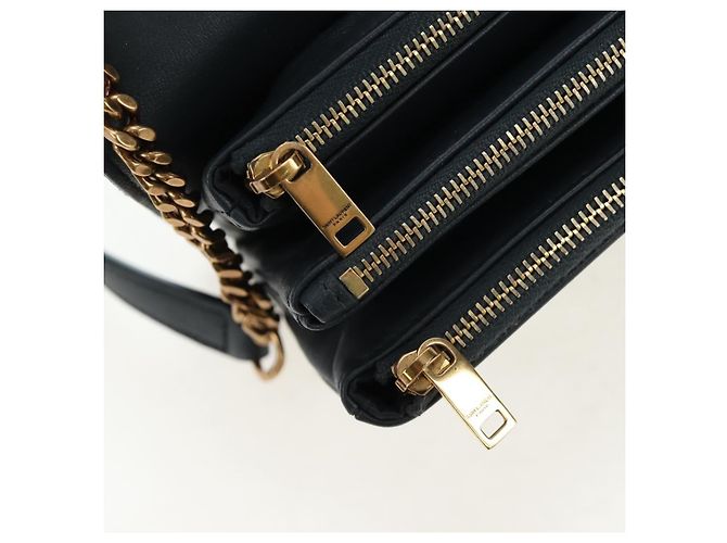 SAINT LAURENT Borsa a tracolla con catena Cassandra Angie in pelle Navy Gold Auth 193424M D'oro Blu navy - vista 22