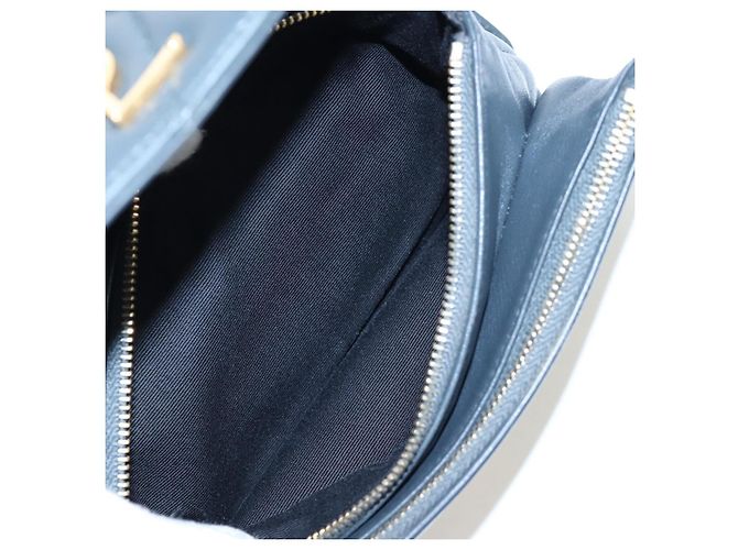 SAINT LAURENT Borsa a tracolla con catena Cassandra Angie in pelle Navy Gold Auth 193424M D'oro Blu navy - vista 24