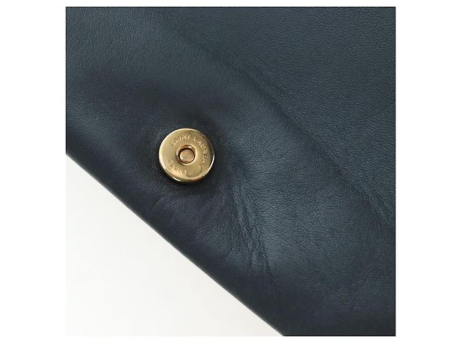 SAINT LAURENT Borsa a tracolla con catena Cassandra Angie in pelle Navy Gold Auth 193424M D'oro Blu navy - vista 9
