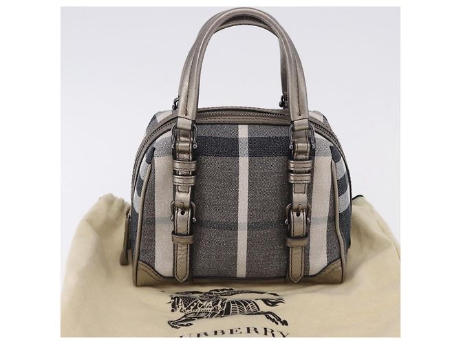 Borsa a mano BURBERRY Nova Check Canvas Gray Auth 196772V Marrone - vista 12