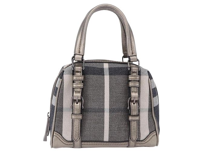 Borsa a mano BURBERRY Nova Check Canvas Gray Auth 196772V Marrone - vista 13