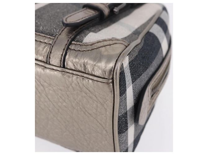Borsa a mano BURBERRY Nova Check Canvas Gray Auth 196772V Marrone - vista 14