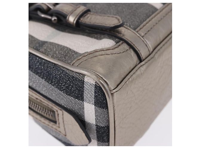 Borsa a mano BURBERRY Nova Check Canvas Gray Auth 196772V Marrone - vista 15