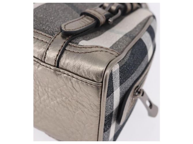 Borsa a mano BURBERRY Nova Check Canvas Gray Auth 196772V Marrone - vista 16