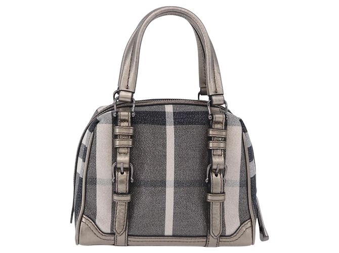 Borsa a mano BURBERRY Nova Check Canvas Gray Auth 196772V Marrone - vista 2
