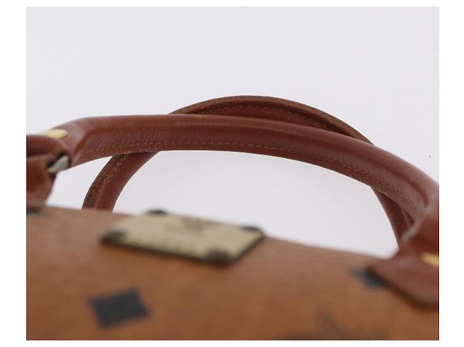 Borsa MCM Logogram Vicetos Mini Boston Bag PVC Leather 2way Brown Gold Auth 193348 Marrone D'oro - vista 14