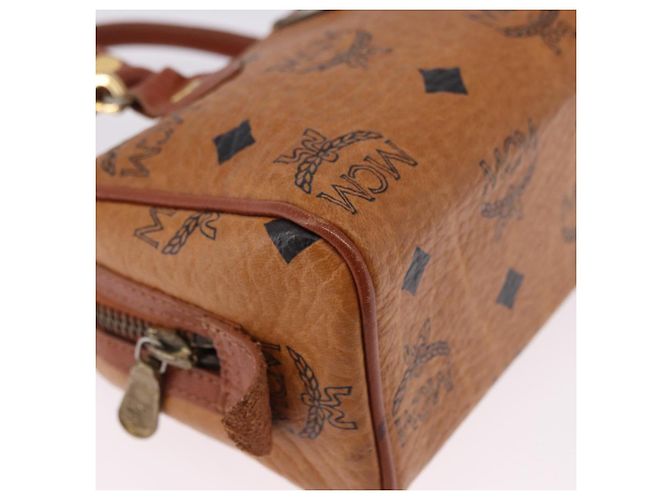 Borsa MCM Logogram Vicetos Mini Boston Bag PVC Leather 2way Brown Gold Auth 193348 Marrone D'oro - vista 15