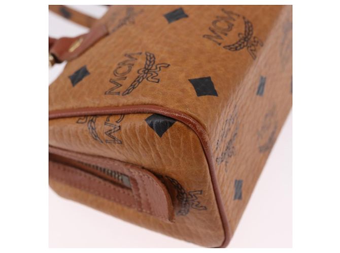Borsa MCM Logogram Vicetos Mini Boston Bag PVC Leather 2way Brown Gold Auth 193348 Marrone D'oro - vista 17