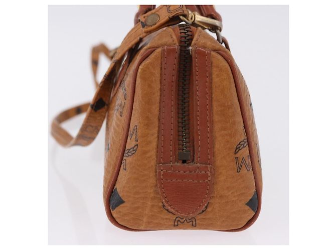 Borsa MCM Logogram Vicetos Mini Boston Bag PVC Leather 2way Brown Gold Auth 193348 Marrone D'oro - vista 3