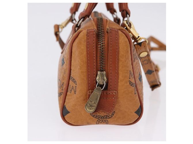 Borsa MCM Logogram Vicetos Mini Boston Bag PVC Leather 2way Brown Gold Auth 193348 Marrone D'oro - vista 4