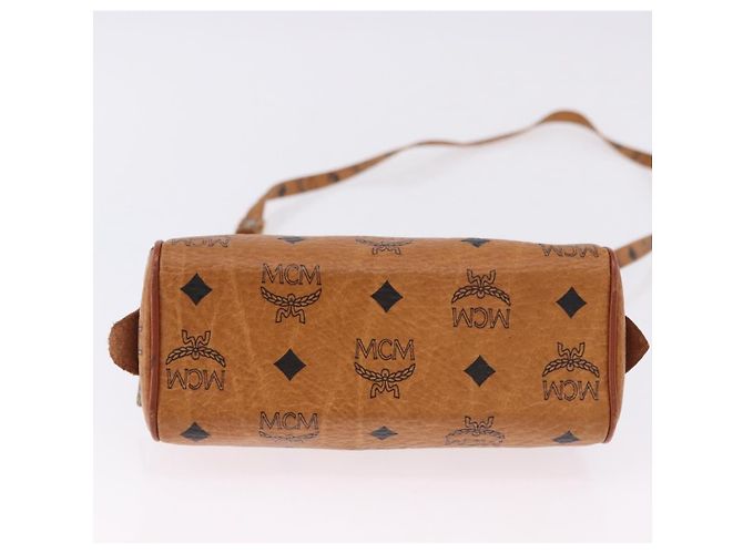 Borsa MCM Logogram Vicetos Mini Boston Bag PVC Leather 2way Brown Gold Auth 193348 Marrone D'oro - vista 5