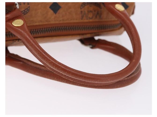 Borsa MCM Logogram Vicetos Mini Boston Bag PVC Leather 2way Brown Gold Auth 193348 Marrone D'oro - vista 7