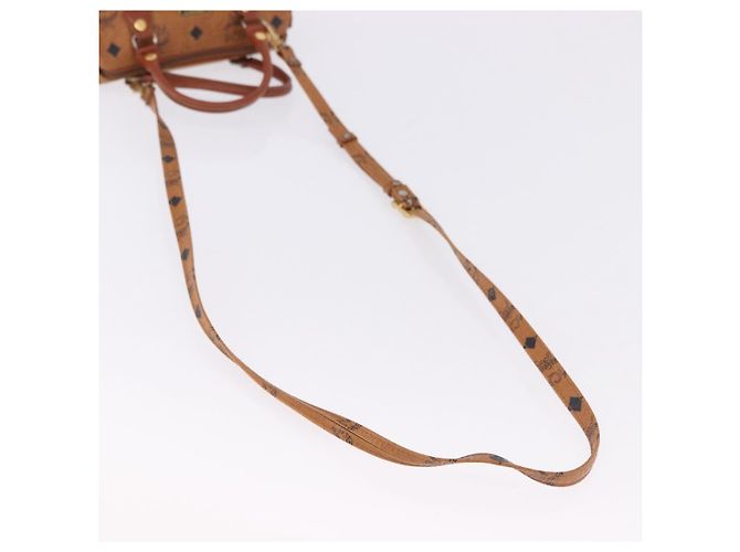 Borsa MCM Logogram Vicetos Mini Boston Bag PVC Leather 2way Brown Gold Auth 193348 Marrone D'oro - vista 8