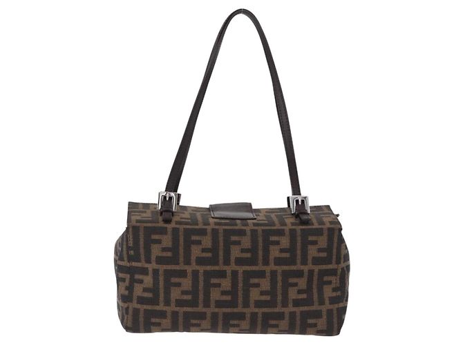 Borsa a mano FENDI Zucca Canvas Mamma Baguette Marrone Argento Auth 195795V - vista 2
