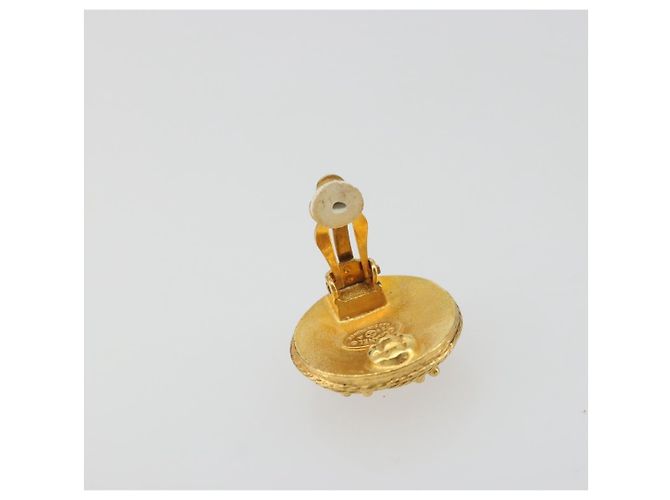 Orecchini rotondi CHANEL Coco in metallo dorato CC Auth 195953V - vista 9