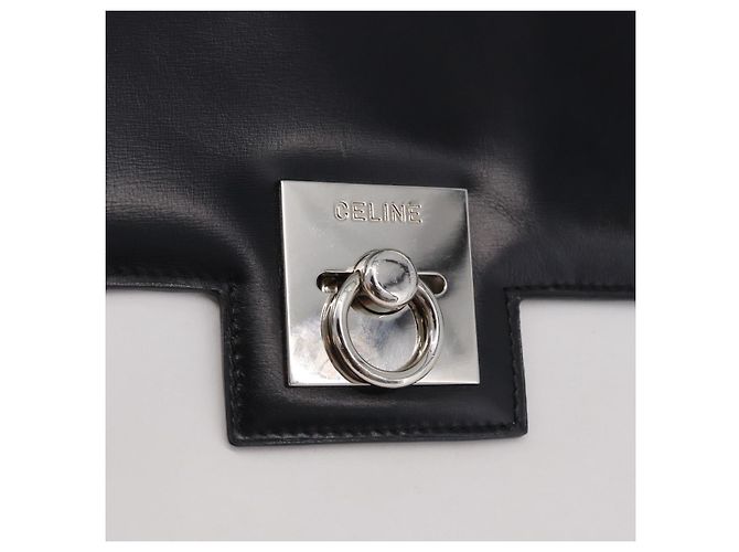 Céline Borsa a tracolla CELINE in pelle Nero Bianco Auth ka5694A - vista 17