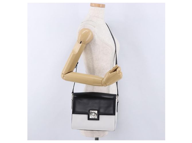 Céline Borsa a tracolla CELINE in pelle Nero Bianco Auth ka5694A - vista 24