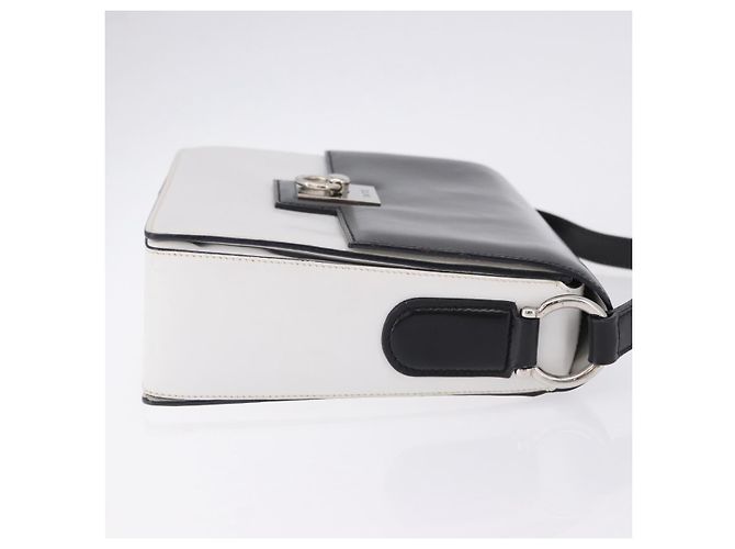 Céline Borsa a tracolla CELINE in pelle Nero Bianco Auth ka5694A - vista 3