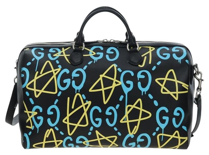 Padlock GUCCI Ghost Boston Bag Leder 2way Schwarz Silber authentisch 192424SAM - Ansicht 13