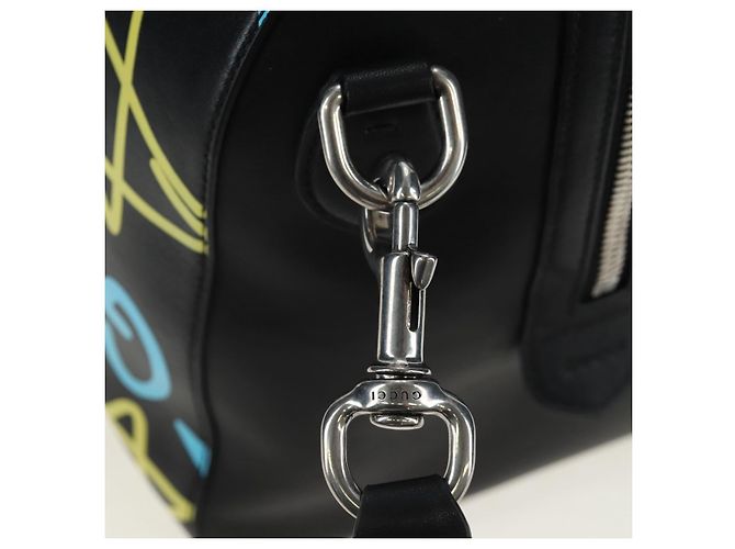 Padlock GUCCI Ghost Boston Bag Leder 2way Schwarz Silber authentisch 192424SAM - Ansicht 19
