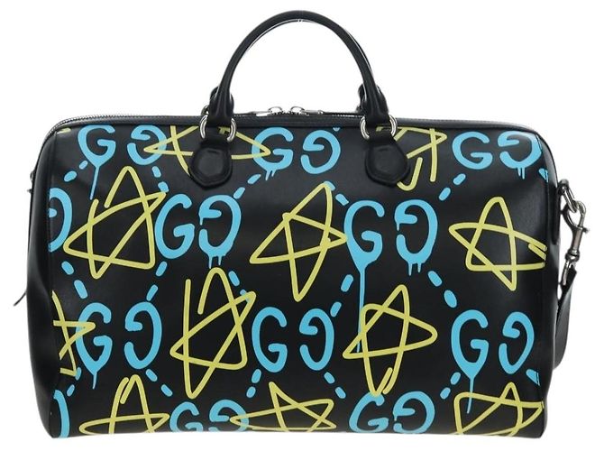 Padlock GUCCI Ghost Boston Bag Leder 2way Schwarz Silber authentisch 192424SAM - Ansicht 2