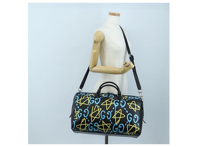 Padlock GUCCI Ghost Boston Bag Leder 2way Schwarz Silber authentisch 192424SAM - Ansicht 27