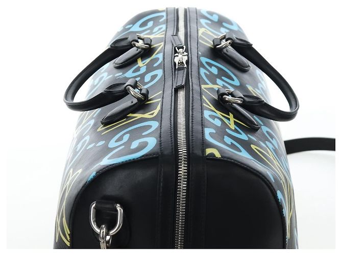 Padlock GUCCI Ghost Boston Bag Leder 2way Schwarz Silber authentisch 192424SAM - Ansicht 6