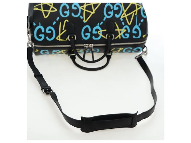 Padlock GUCCI Ghost Boston Bag Leder 2way Schwarz Silber authentisch 192424SAM - Ansicht 8