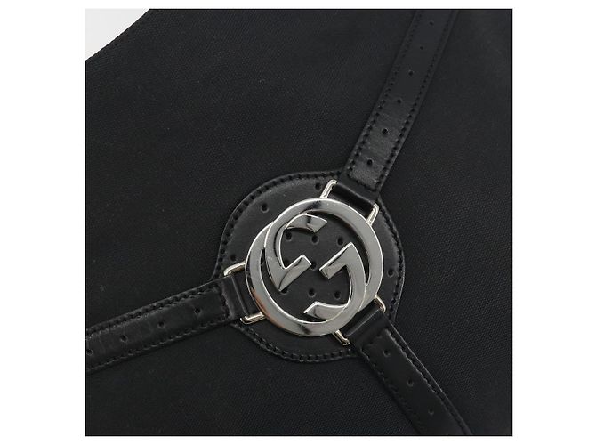 Borsa GUCCI Interlocking G Canvas Nero Argento Auth 195355V - vista 17