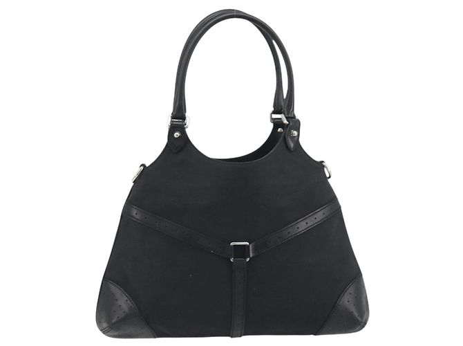 Borsa GUCCI Interlocking G Canvas Nero Argento Auth 195355V - vista 2