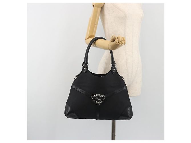 Borsa GUCCI Interlocking G Canvas Nero Argento Auth 195355V - vista 23