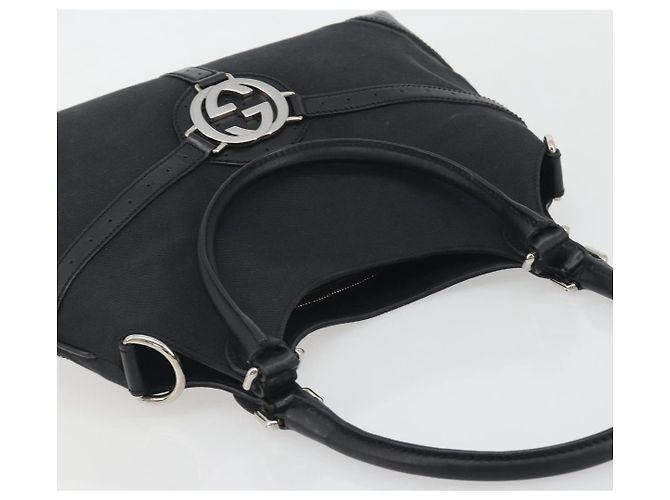 Borsa GUCCI Interlocking G Canvas Nero Argento Auth 195355V - vista 6