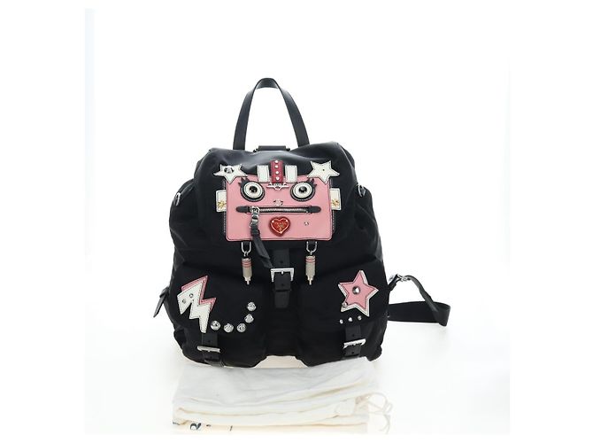 PRADA robot Rucksack Nylon Black Silver Auth 195301V Schwarz Silber - Ansicht 12