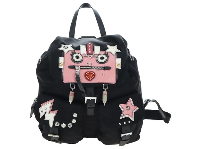 PRADA robot Rucksack Nylon Black Silver Auth 195301V Schwarz Silber - Ansicht 13