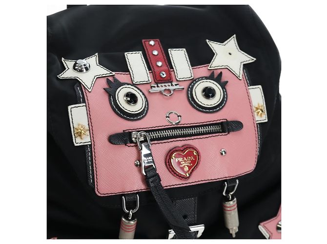 PRADA robot Rucksack Nylon Black Silver Auth 195301V Schwarz Silber - Ansicht 23