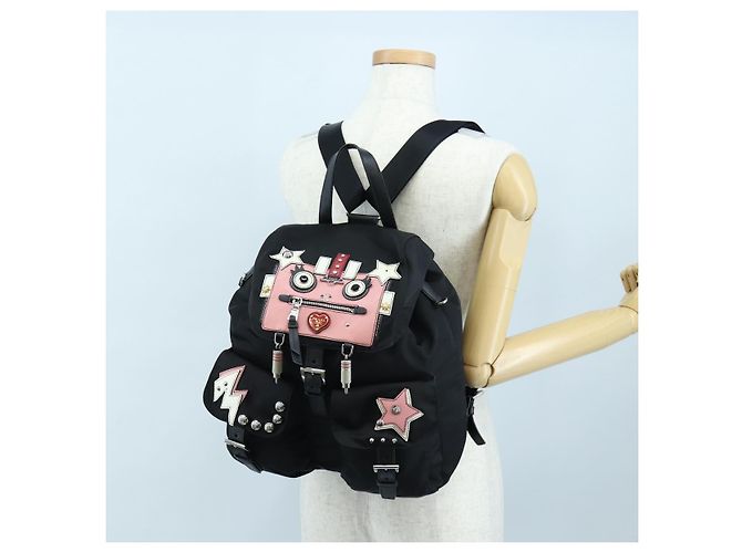 PRADA robot Rucksack Nylon Black Silver Auth 195301V Schwarz Silber - Ansicht 33