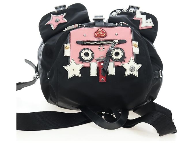 PRADA robot Rucksack Nylon Black Silver Auth 195301V Schwarz Silber - Ansicht 6