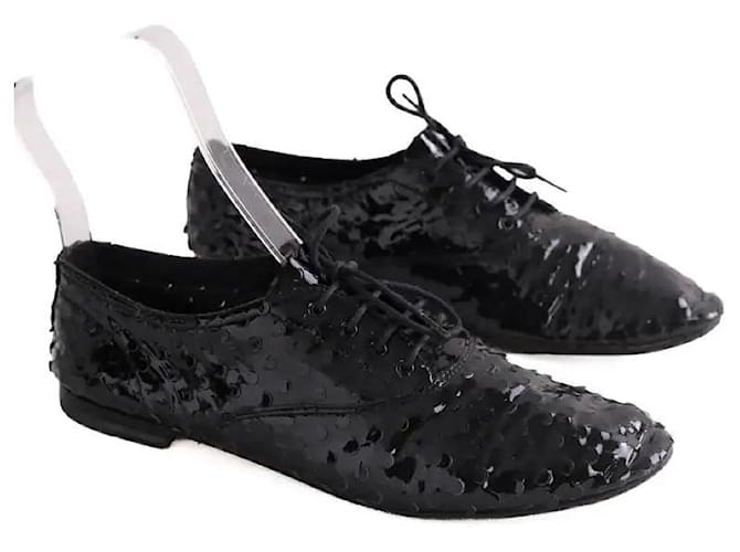 Scarpe stringate Saint Laurent in vernice nera Nero - vista 3